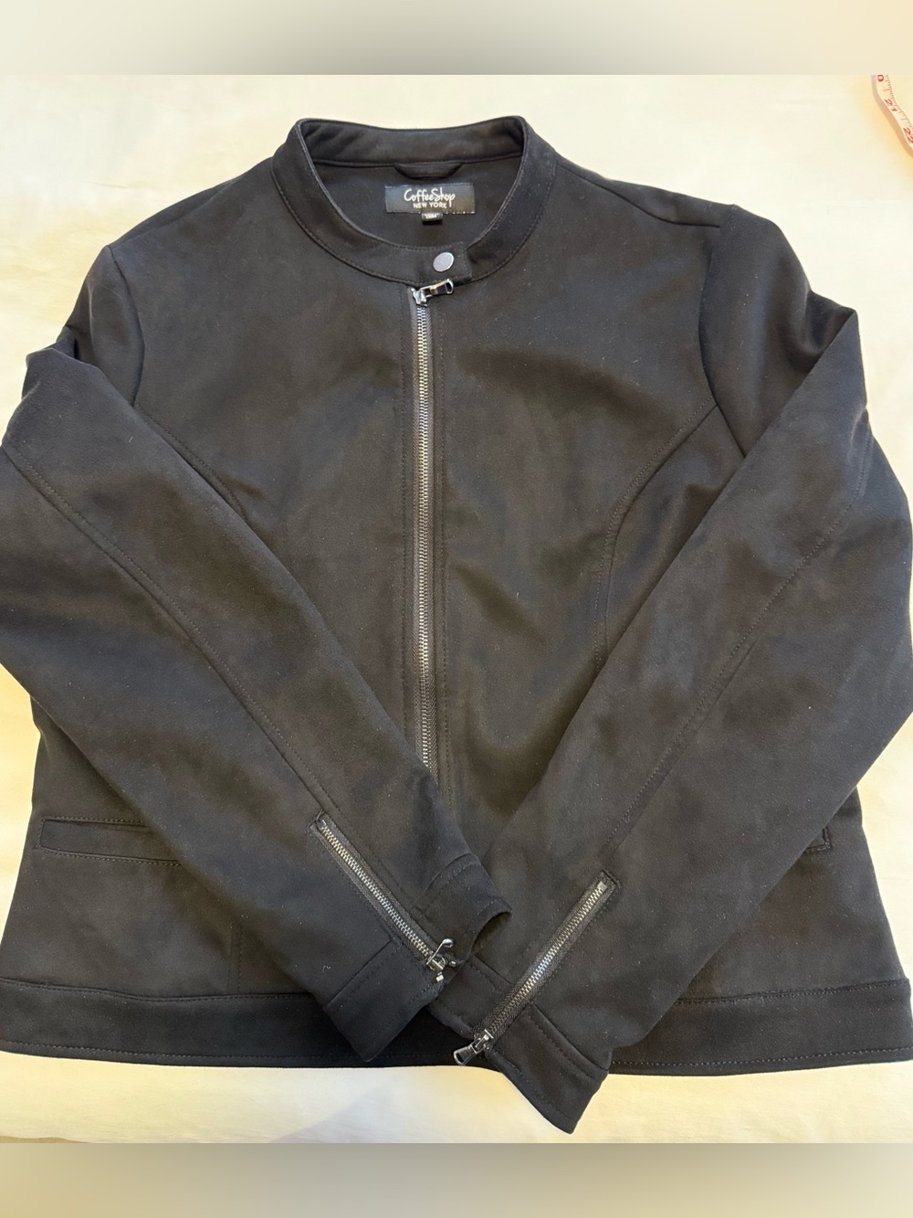 coffeeshop - valle faux suede jacket black